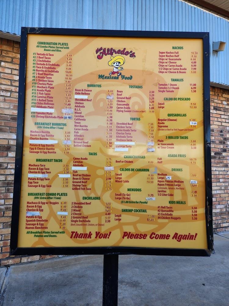 Alfredo's Mexican Food Menu image 2
