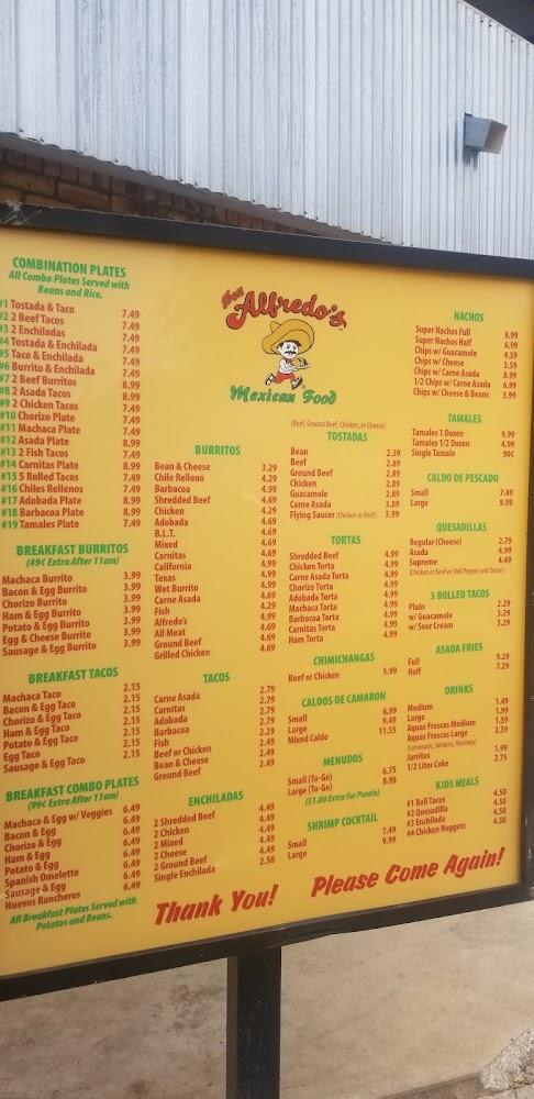 Alfredo's Mexican Food Menu image 3